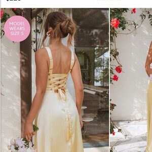Show Me Your Mumu Clarissa Corset Dress Pale Yellow Satin Bridesmaid Gown Size S